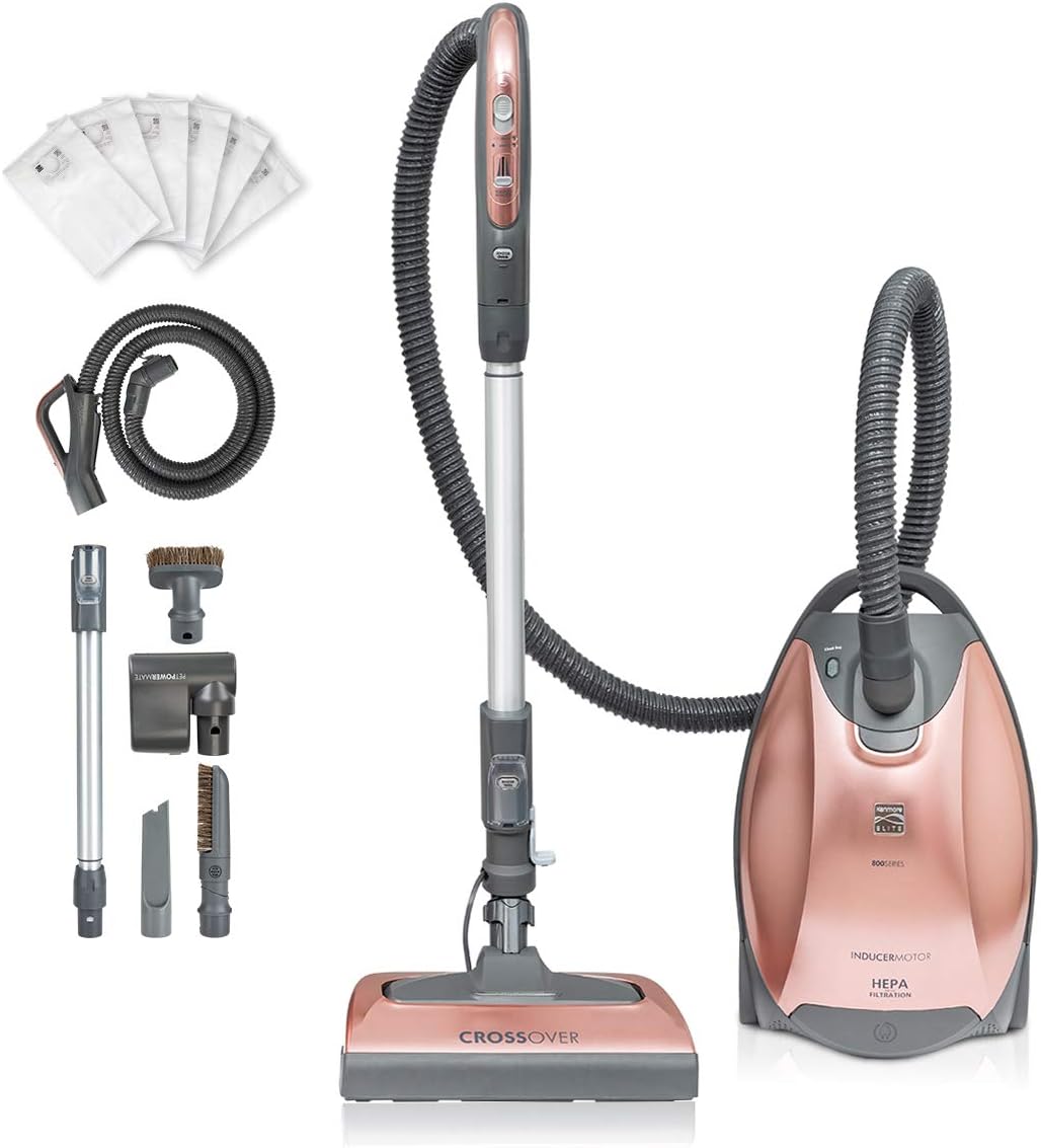 Kenmore BC3005 Pet Friendly Lightweight Bagged Canister Vacuum Cleaner with Extended Telescoping Wand, HEPA, 2 Motors, Retractable Cord, and 4 Cleaning Tools