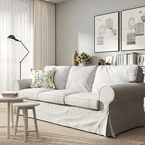 EKTORP Sofa Cover 3 Seat (86in), Ektorp Couch Covers Made Compatible for IKEA Ektorp Sofa, Sofa Cover for Living Room, Linen Sofa Slipcovers (3 Seat, T-4)