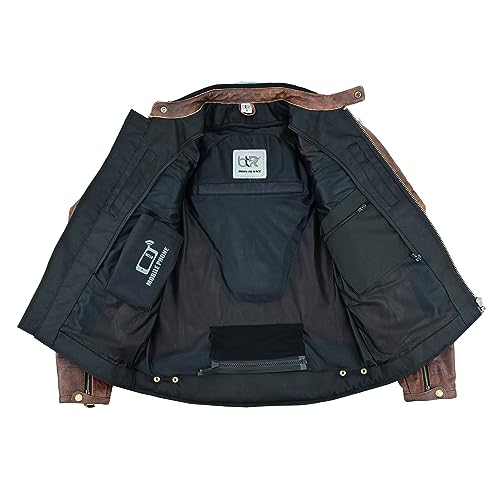 Men's Motorbike Leather Jacket Distress Zip Up Bikers Riding Protection Motorcycle Leather Jackets