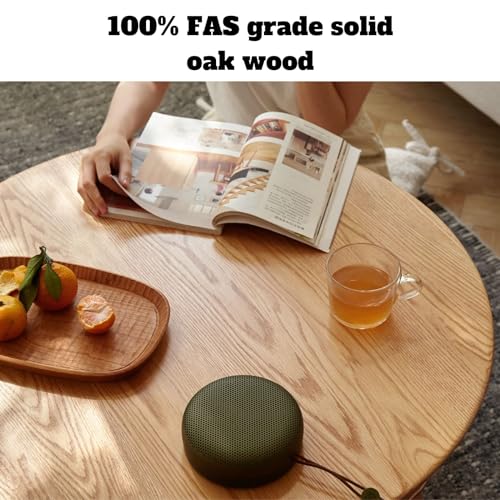 100% Solid Oak Wood Round Coffee Table，Natural Wood Coffee Tables for Living Room, Log Color Low Modern Coffee Table (H:11.8inch)
