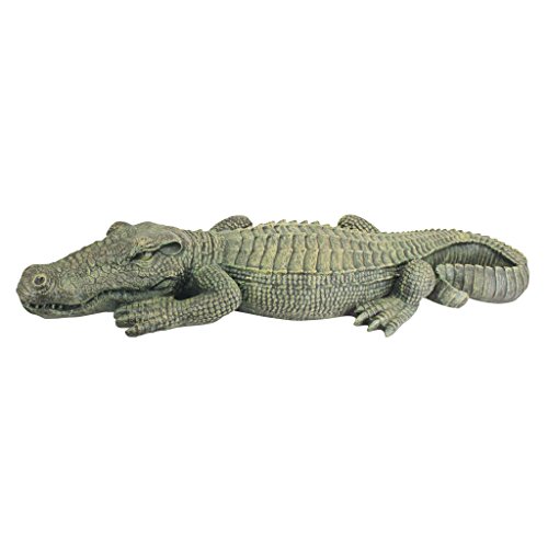 Design Toscano JE111535 Swamp Beast Lawn Alligator Crocodile Outdoor Garden Statue, Large, 37 Inches Long, Handcast Polyresin, Reptile Green Finish