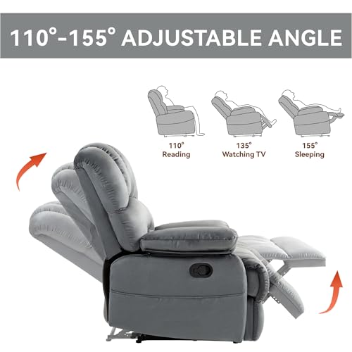 40'' Wide Manual Recliner Chair, Adjustable Angle Home Theater Seating, Oversized Fabric Sleeper Chair with Footrest, Lounge Lazy Sofa Reading Arm Chair for Living Room Lounge (Yellow)