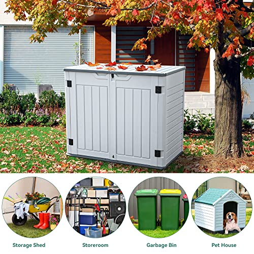 YITAHOME 8x6.2FT Outdoor Storage Shed w/o Floor, All-Weather Plastic Shed with Lockable Doors, Window & Vents, Plastic Tool Shed for Backyard, Patio, Poolside, Lawn, Gray