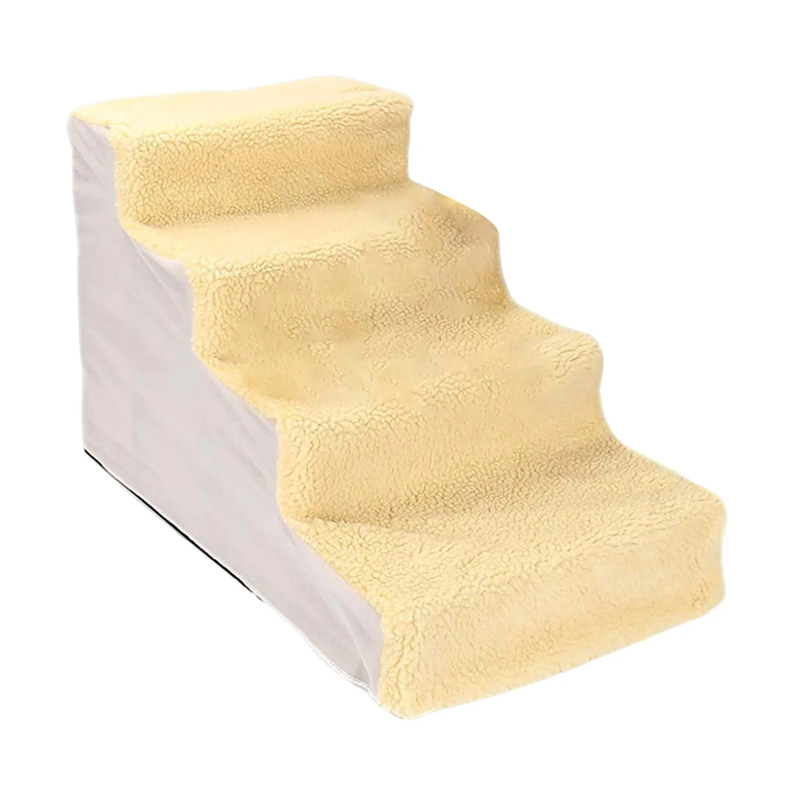 Portable Dog Stairs Ladder Ramp Warm Cover Non Slip Detachable Climbing Washable Stairs Step Pet Supplies for High Bed Indoor , Yellow