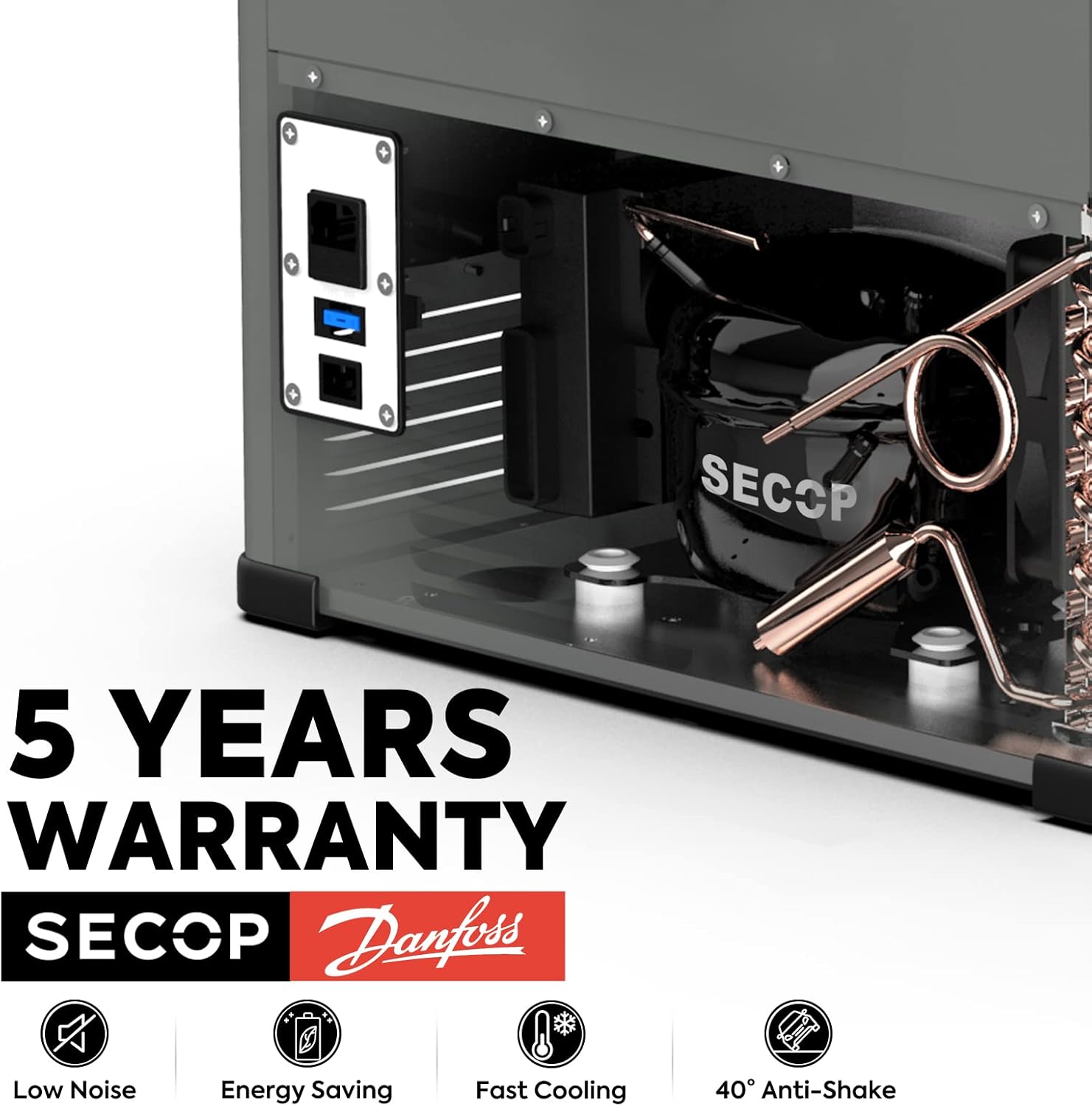 ICECO VL60 Dual Zone Portable Refrigerator with SECOP Compressor, 60 Liters Platinum Compact Refrigerator, DC 12/24V, AC 110-240V, 0℉ to 50℉, Home & Car Use (with Insulated Cover)