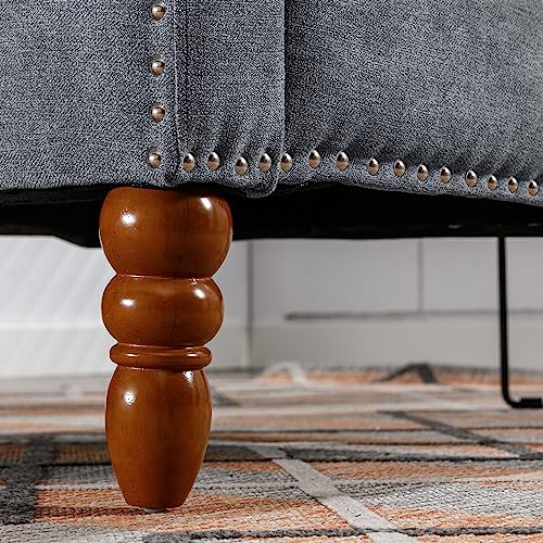Accent Chair, Living Room Chair, Footrest Chair Set with Vintage Brass Studs, Button Tufted Upholstered Armchair for Living Room, Comfy Reading Chair for Bedroom, Reception Room