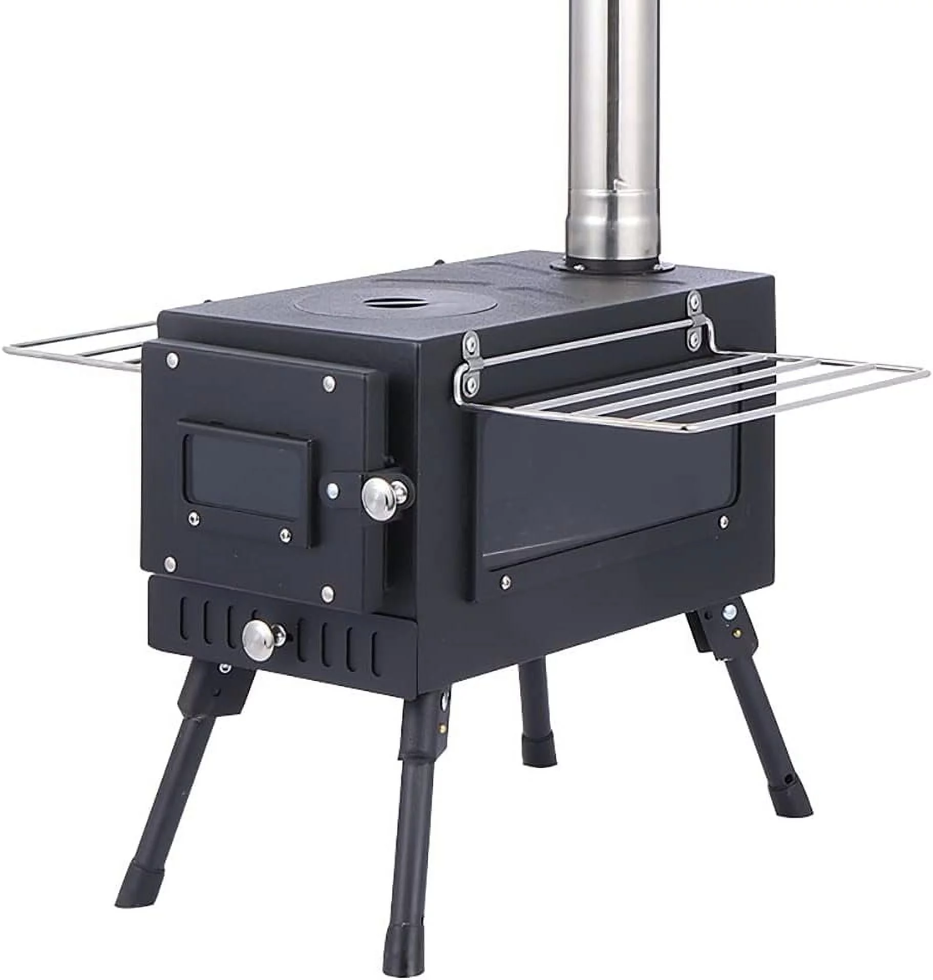 TOPTENG Camping Tent Stove, Large Tent Wood Stove with Window and 6 Chimney Pipe, Outdoor Portable Wood Burning Stove for Camping Hiking Cooking Travel Picnic Backpacking