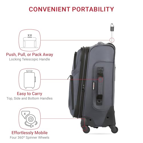 SwissGear Sion Softside Expandable Luggage, Black, Checked-Large 29-Inch