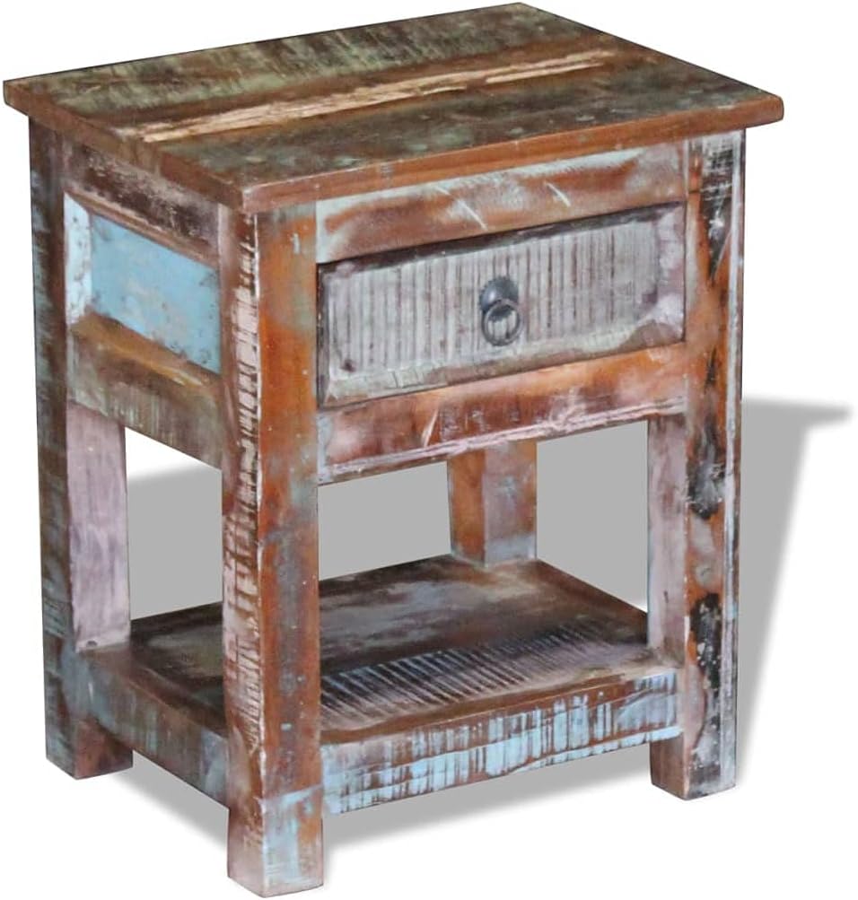 Side Table with 1 Drawer,Buffet Cabinet,Accent Cabinet,Sideboard,Freestanding Storage Cabinet,Coffee Table,End Table,for Bedroom,Living Room,Dining Room,Hallway,Solid Reclaimed Wood 17"x13"x20"