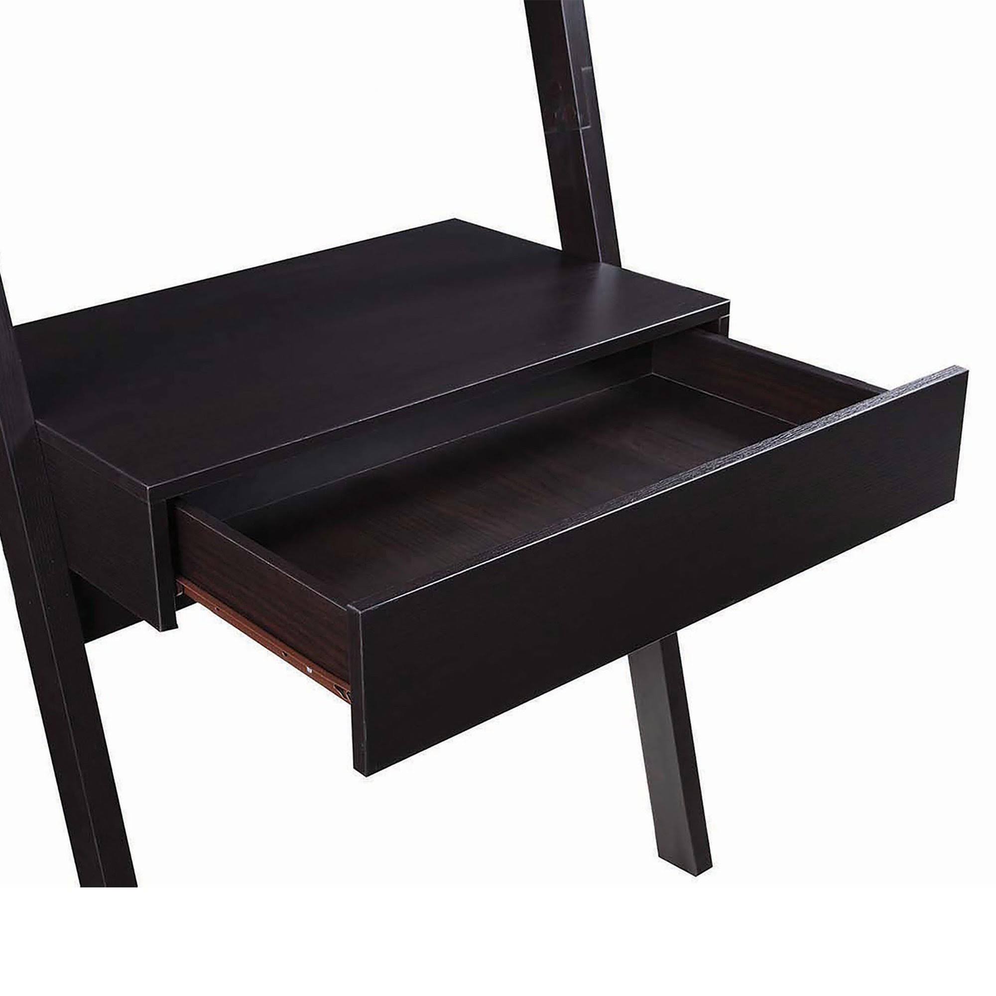 Benzara - Ladder Desk with One Drawer, Cappuccino