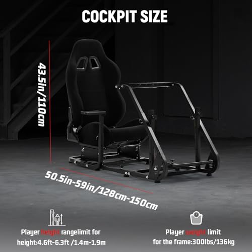 Dardoo G29 Racing Simulator Cockpit with Seat Fit for Logitech/Thrustmaster/Fanatec G25 G27 G923 T150,Steering Wheel Cockpit,Not Include Wheel, Pedal and Shifter