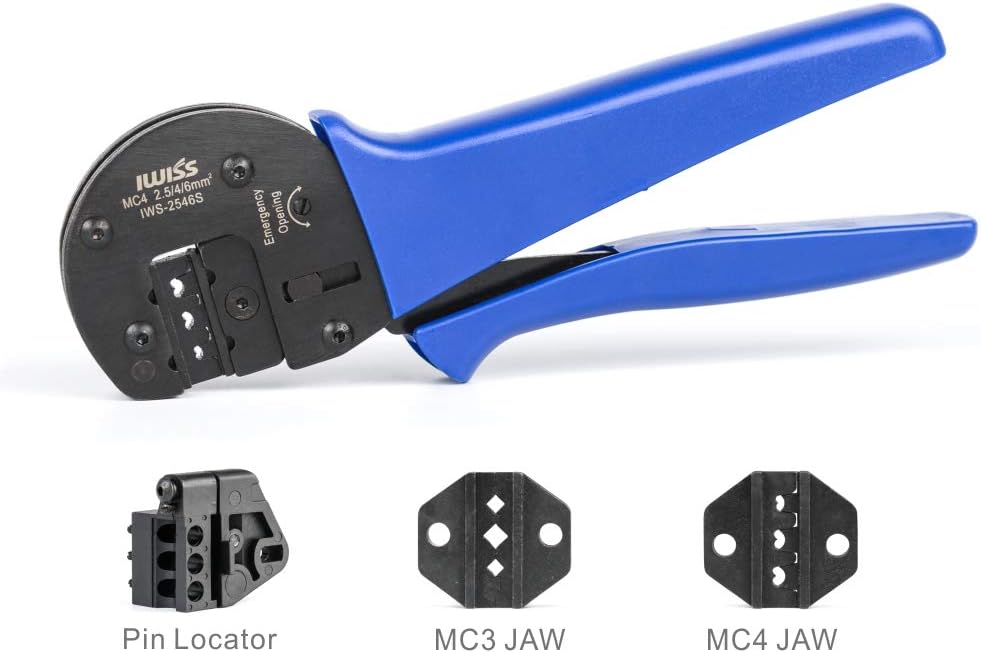 IWISS Solar Crimping Tool Kit with Wire Cable Cutter, Stripper, Crimper and Connectors Assembly and Disassembly Tool Solar PV Panel Tool Kit