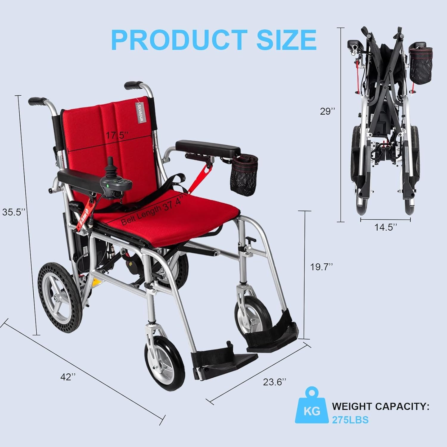 SUMELL Electric Wheelchair for Adults, Lightweight Electric Wheelchair 35lbs, Foldable Intelligent Power Wheelchairs with Flip Up Armrests and Single Battery