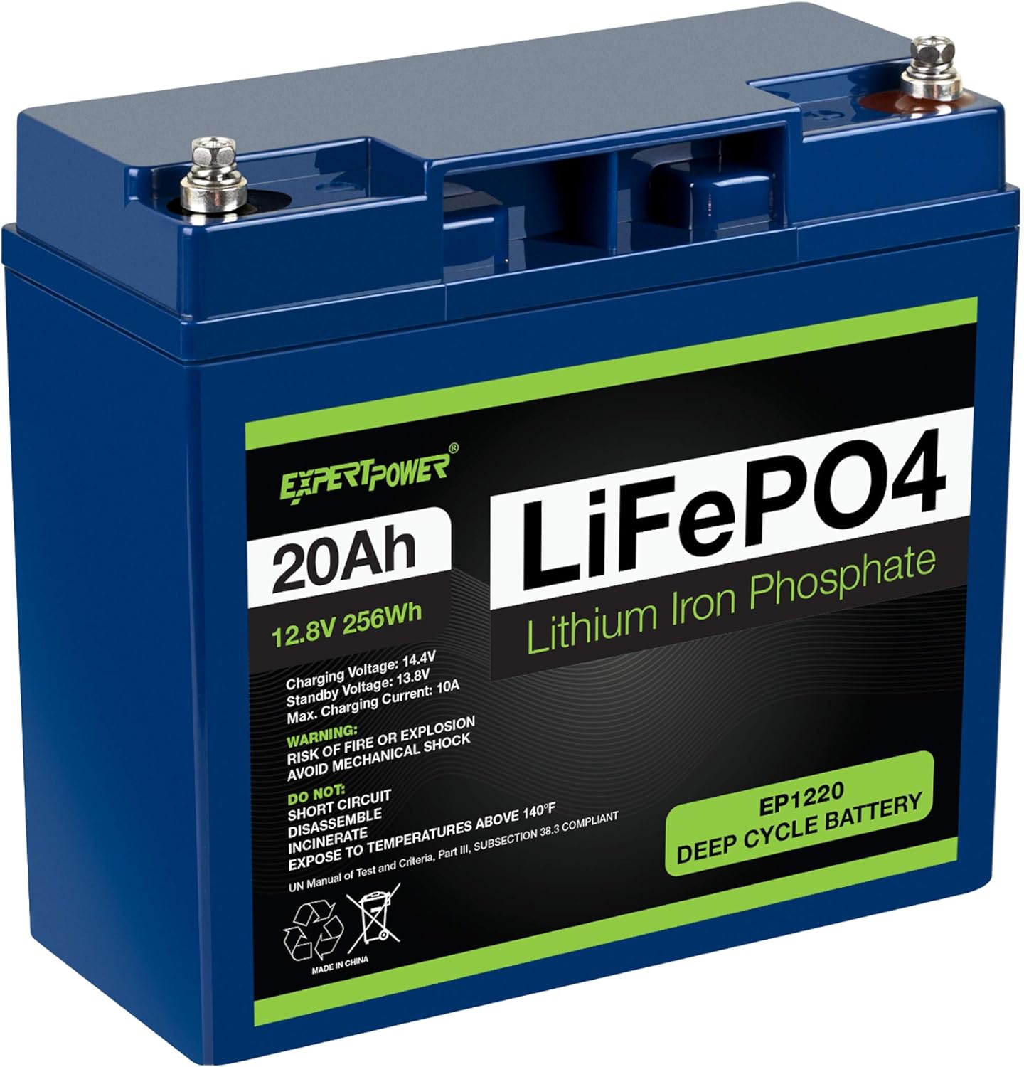 ExpertPower 12V 20Ah Lithium LiFePO4 Deep Cycle Rechargeable Battery | 2500-7000 Life Cycles & 10-Year Lifetime | Built-in BMS | Perfect for RV, Solar, Marine, Overland, Off-Grid Applications