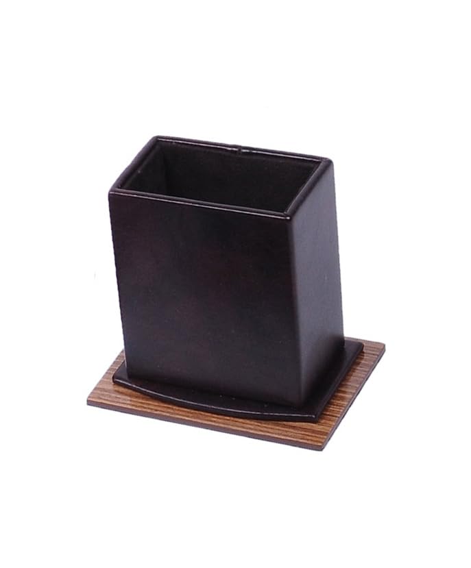 Lux Leather Desk Accessories - Leather Desk Organizer -Desk Organizer for Men Walnut Wood Combination Best Gift for Lawyers, Managers and Bosses - Desk Mat - 10 PCS (BROWN)