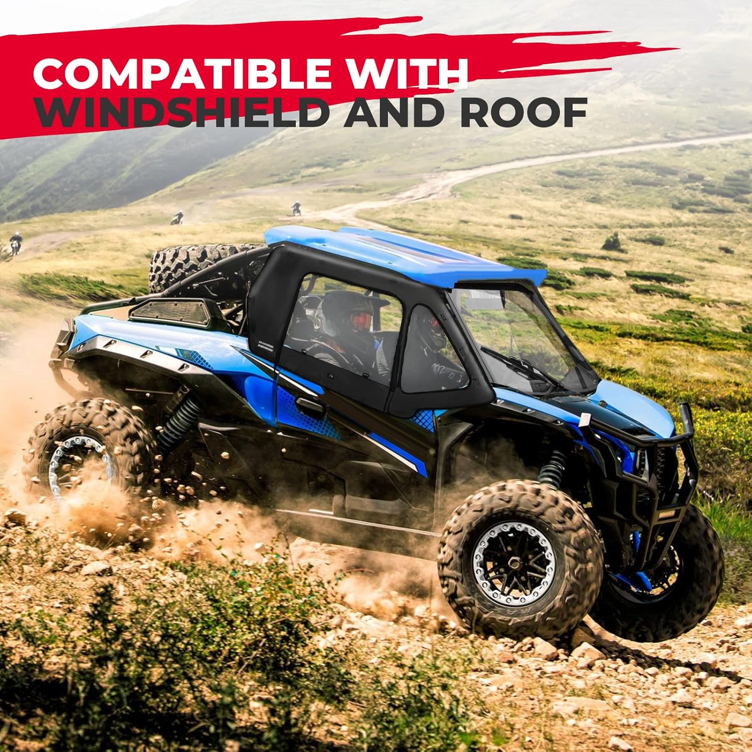 Kemimoto Teryx KRX 1000 Upgraded Soft Upper Doors Set Kemimoto UTV Door Cab Enclosure Kit KRX Side Windows Compatible with 2022 2021 2020 Kawasaki Teryx KRX 1000, Replace 99994-1298