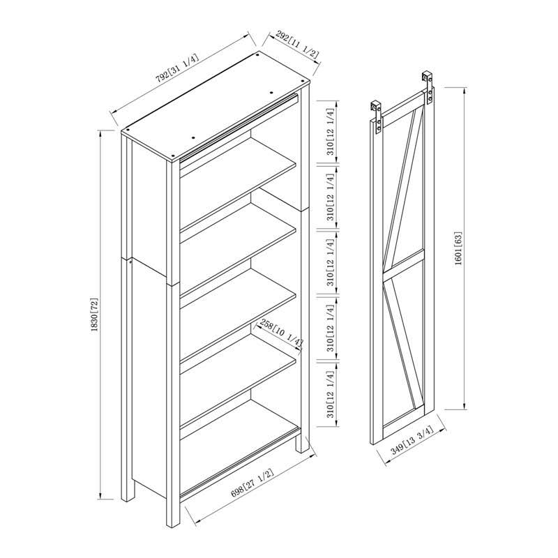 Furniture of America Kleva Transitional Wood Sliding Door Pantry in White Oak - IDI-202800