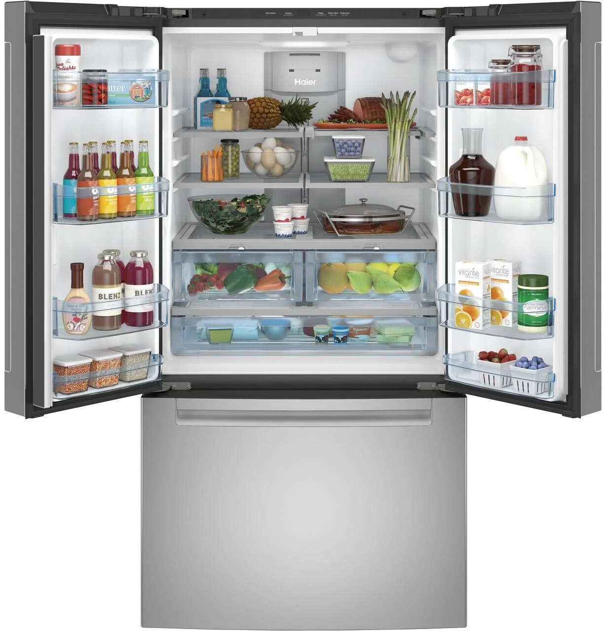 Haier Qne27j 36" Wide 27.0 Cu. Ft. Energy Star Rated French Door Refrigerator - Stainless