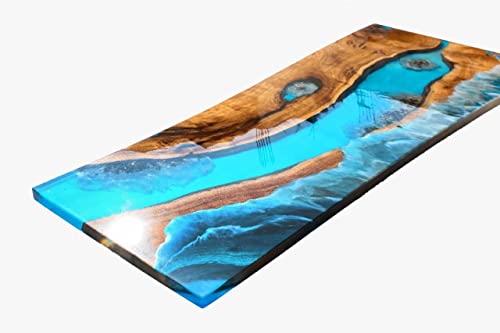 Customized Large Epoxy Table, Resin River Dining Table for 2, 4, 6, 8, Living Room Table Epoxy Coffee Table Top, Bar Counter (16.5" Inches Tall, 48 x 24 Inches)