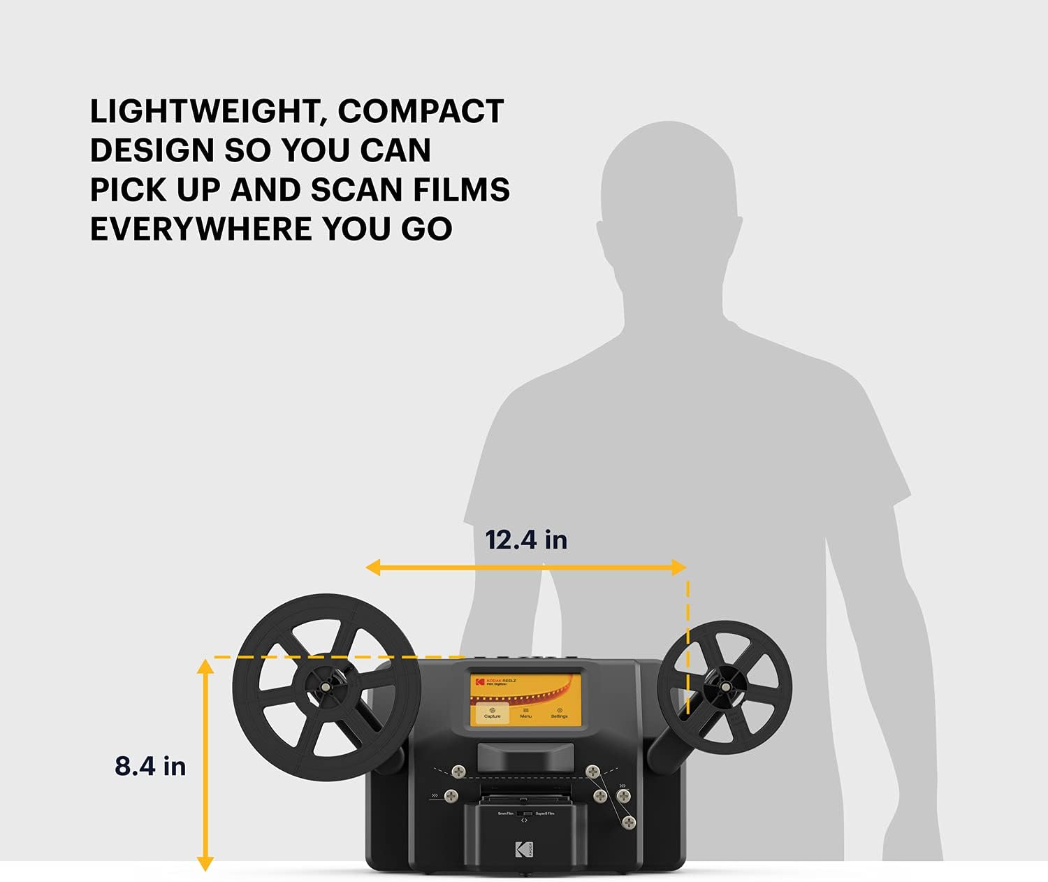 KODAK REELZ 8mm & Super 8 Films Digitizer Converter with Big 5” Screen, Scanner Converts Film Frame by Frame to Digital MP4 Files for Viewing, Sharing & Saving on SD Card for 3” 4” 5” 7” Reels