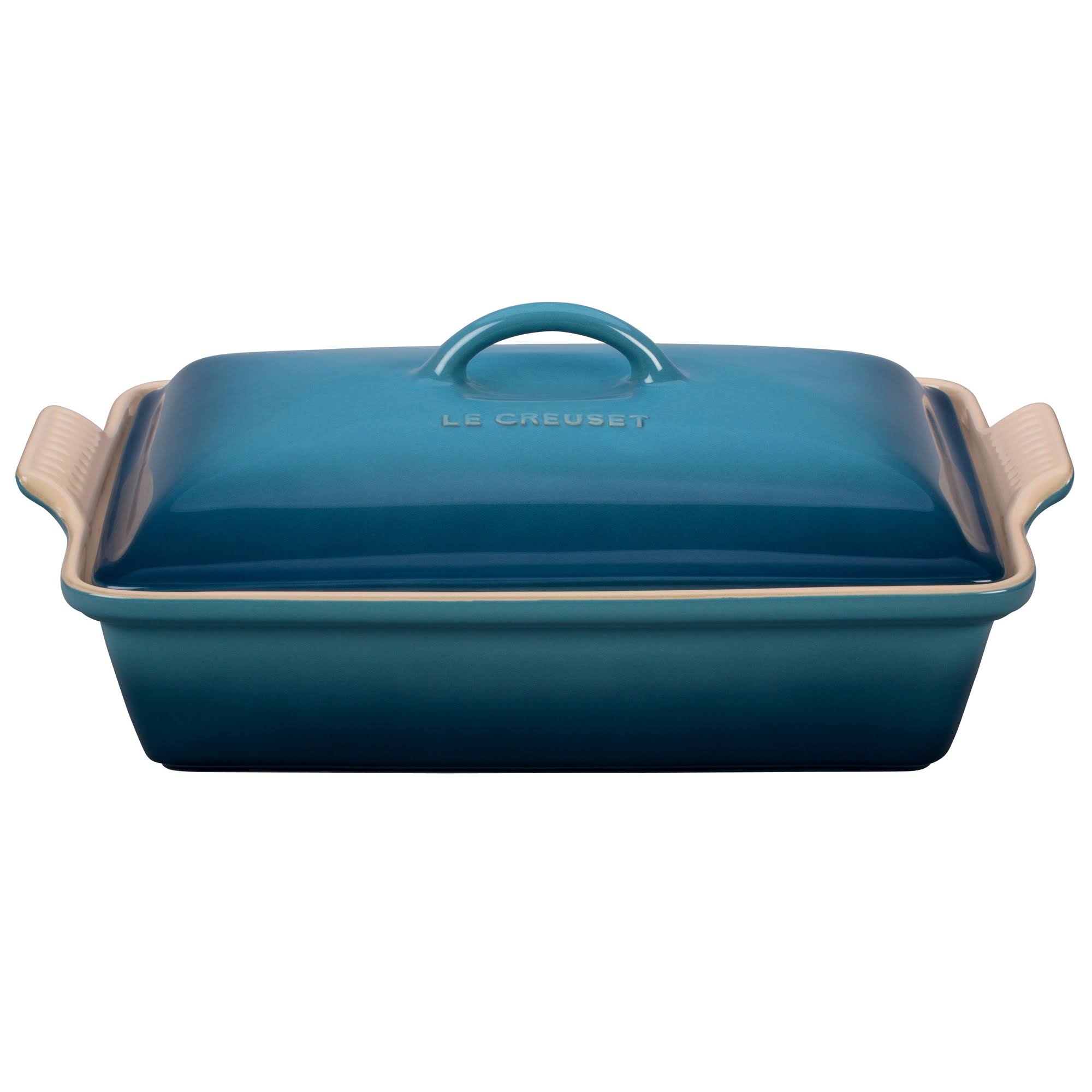 Le Creuset Heritage Stoneware Covered Rectangular Casserole, 4-Quart, Marine