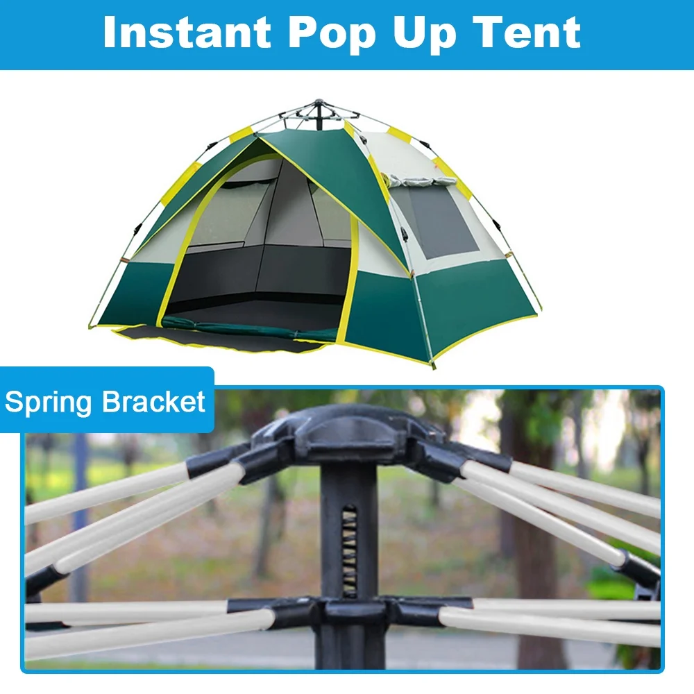 Pop Up Tent -resistant Portable Instant Automatic Camping Tent for 2-3 / 3-4 Person Family Tent Camping Hiking Backpacking