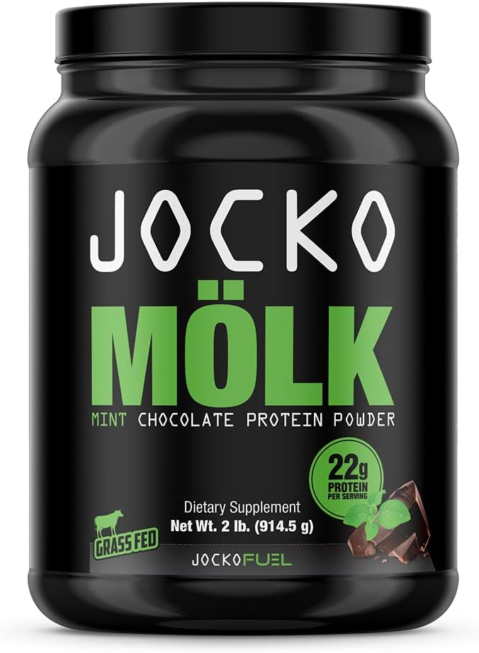 Jocko Mölk Protein Powder (Mint Chocolate) - Keto, Probiotics, Grass Fed Whey, Digestive Enzymes, Amino Acids, Sugar Free Monk Fruit Blend - Supports Muscle Recovery and Growth - 31 Servings Pack of 2