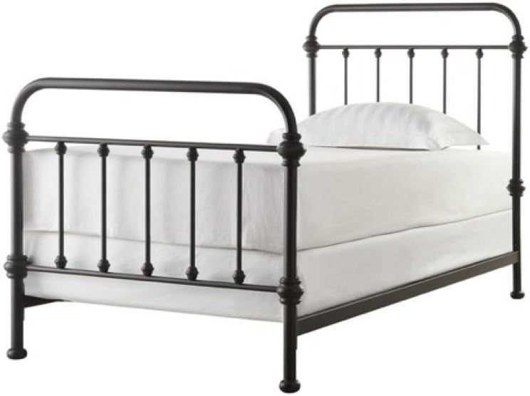 TRIBECCA home Wrought Iron Bed Frame Dark Bronze Metal Queen Size USA Vintage Look Shabby Chic French Country (Queen)