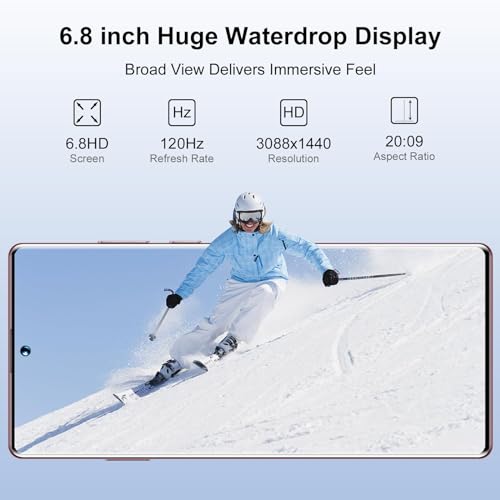 ExAchat C21 Ultra 5G Unlocked Cell Phone,Android 13 Smartphone, 6GB+256GB, 6.8" HD Display,Octa-Core CPU 6800mAh, 4AI Camera, Support Dual SIM/128GSD/GPS/Wi-Fi/Face/Fingerprint Unlock