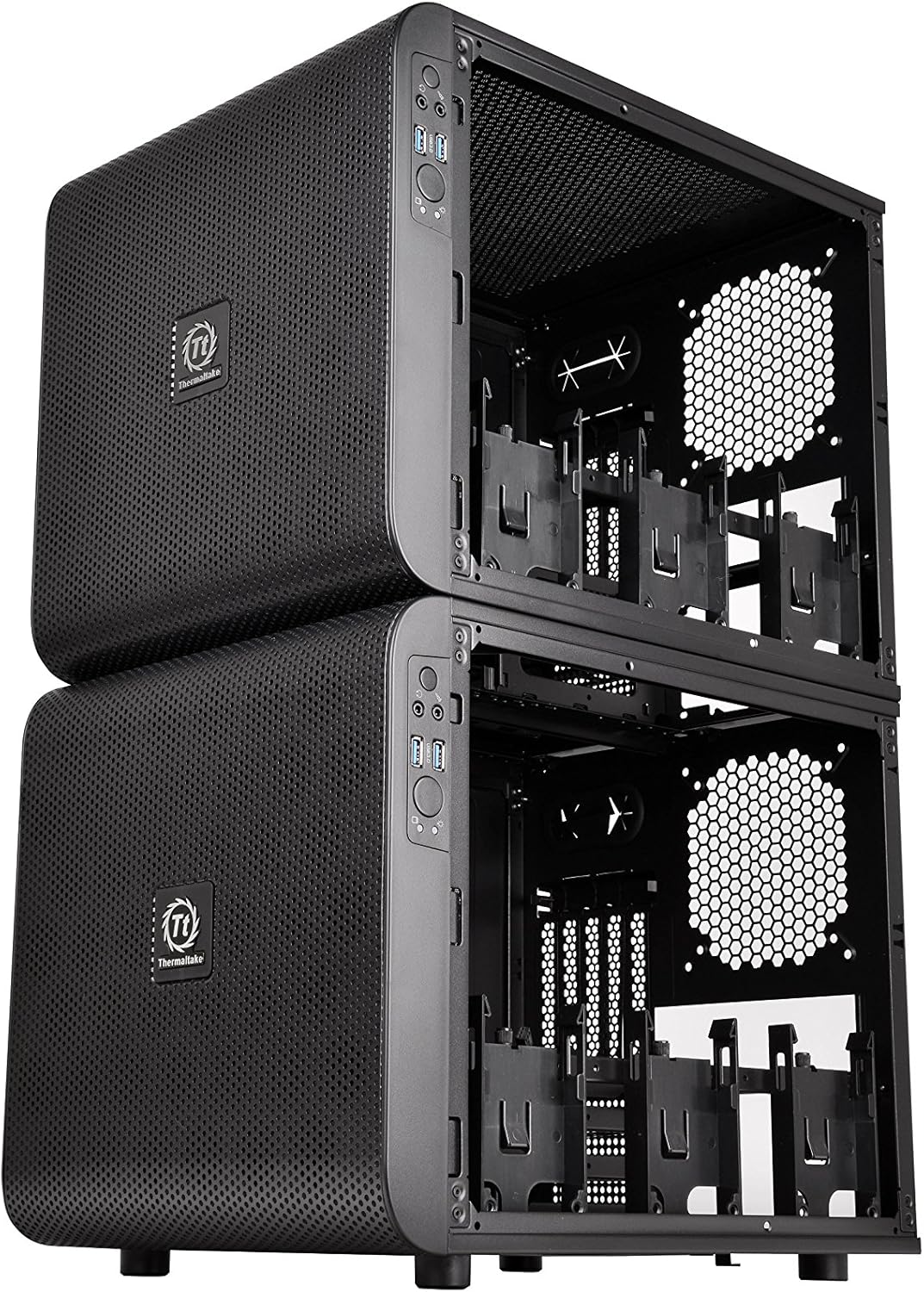Thermaltake Core V21 SPCC Micro ATX, Mini ITX Cube Gaming Computer Case Chassis, Small Form Factor Builds, 200mm Front Fan Pre-installed, CA-1D5-00S1WN-00 Black