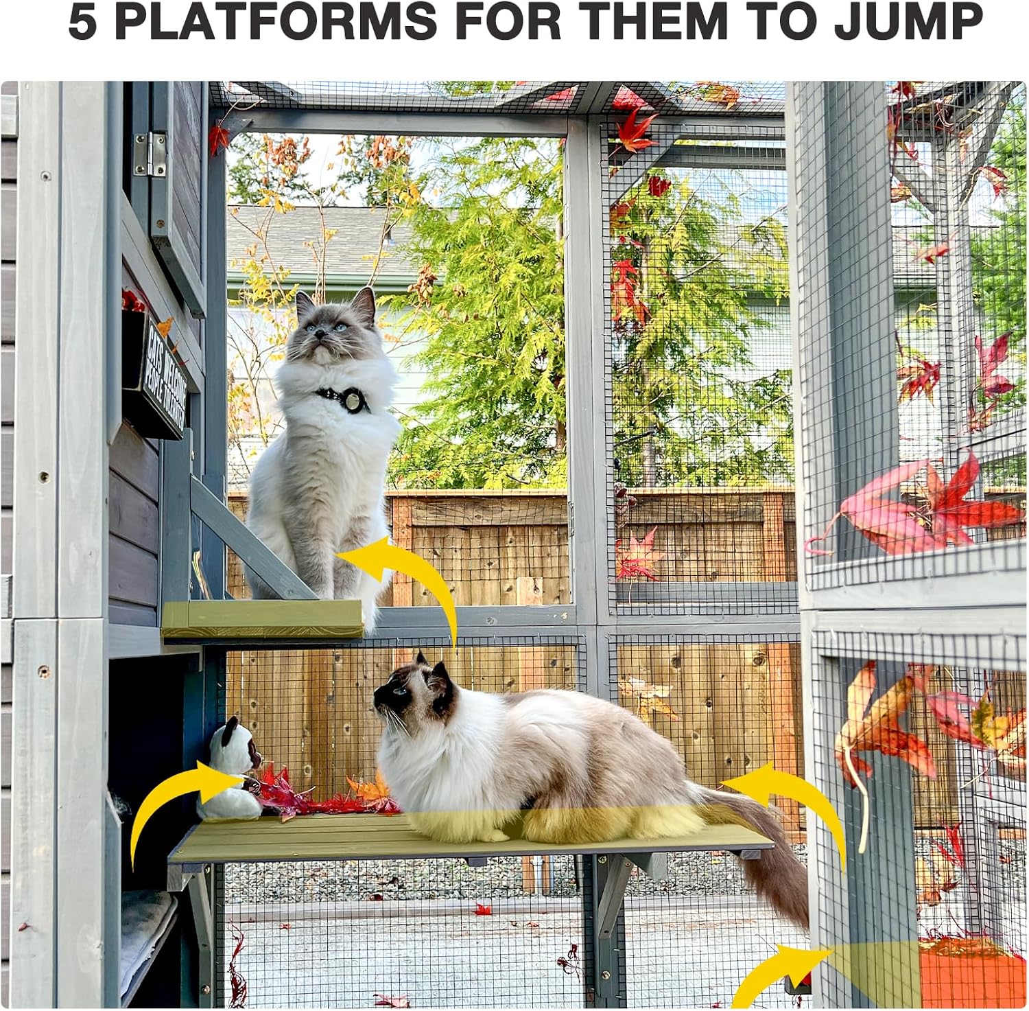 Catio Outdoor Cat Enclosure for Multiple Cats Weatherproof Large Cat House with 4 Levels, 3 Resting Rooms, 3 Platforms,77" L