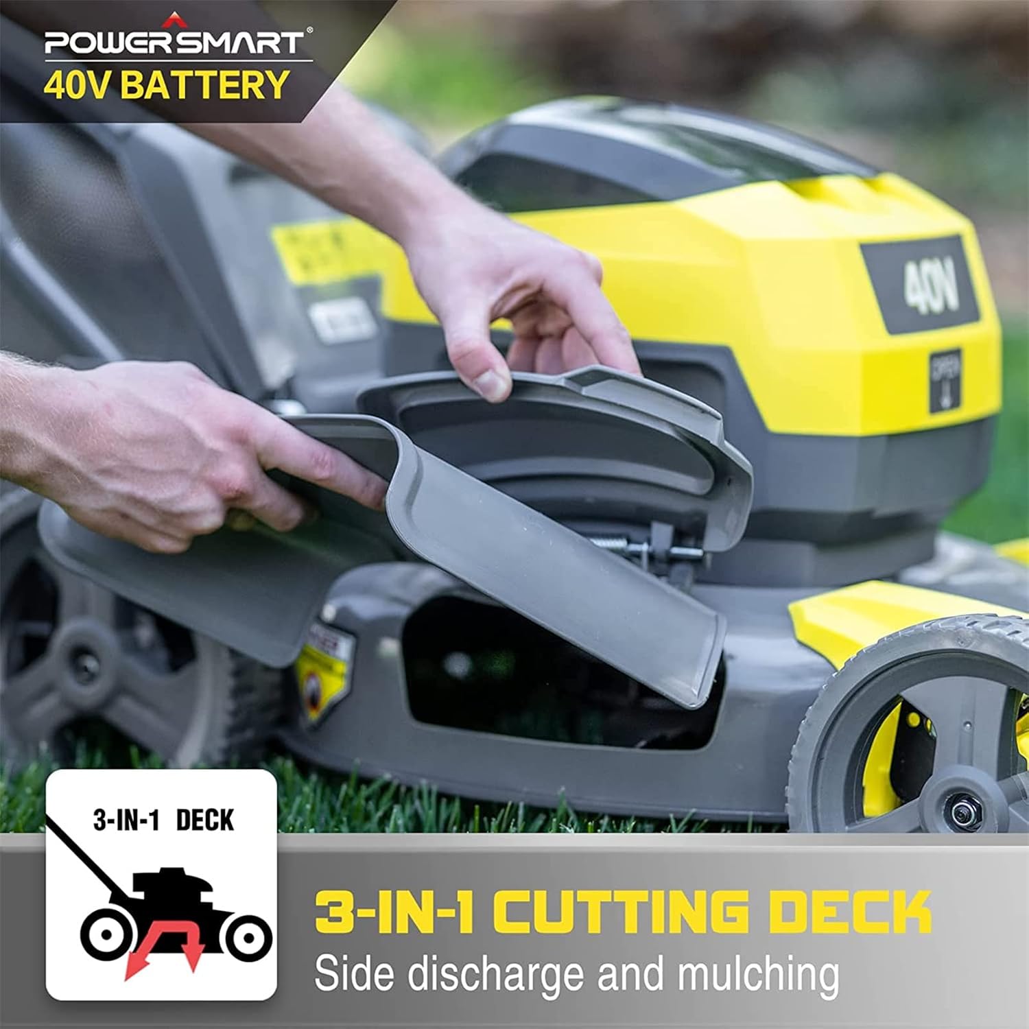 PowerSmart Cordless Lawn Mower 17 Inch 3-in-1 with 40V 4.0Ah Lithium-ion Battery and Charger