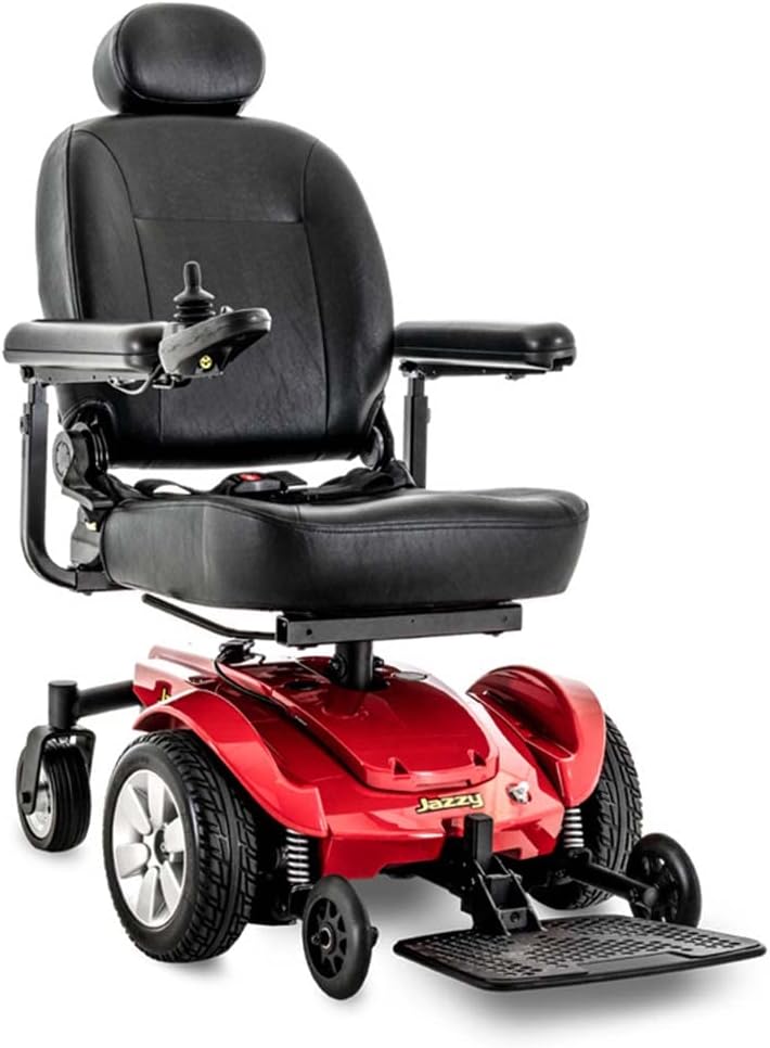 Pride Mobility Jazzy Select Group 2 Power Chair, Red, Mid Wheel Drive, Motorized Electric Wheelchair for Adults, 300 lbs. WC, Up to 4.3 MPH, 19 Miles Range Per Charge