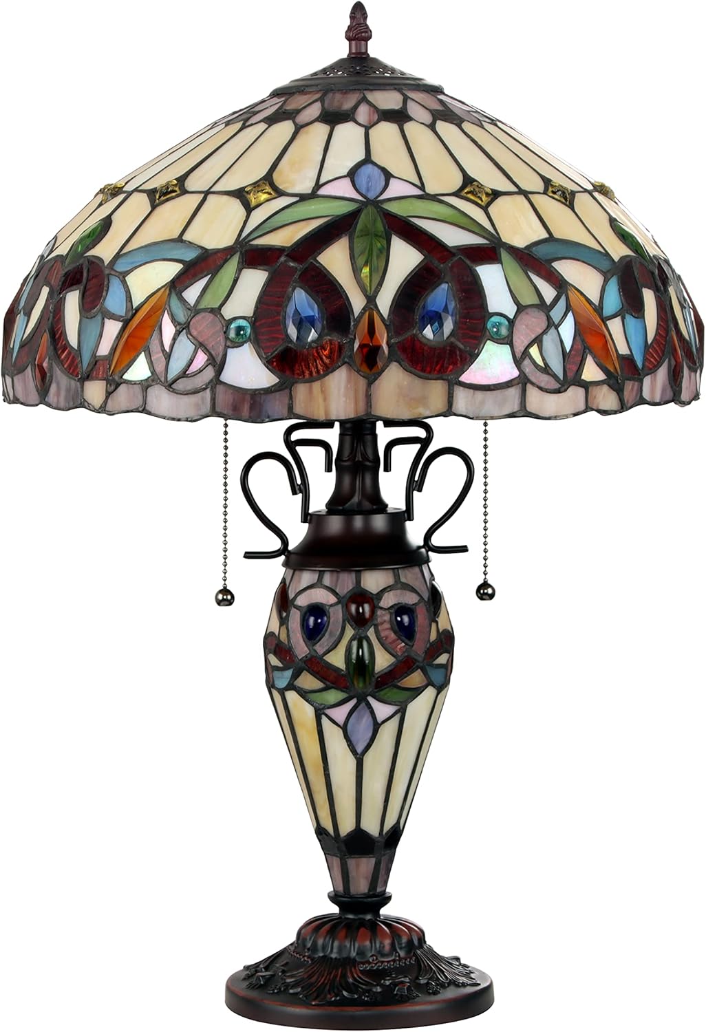 Chloe Lighting SERENITY Tiffany-style Dark Bronze 3 Light Double Lit Table Lamp 16" Shade