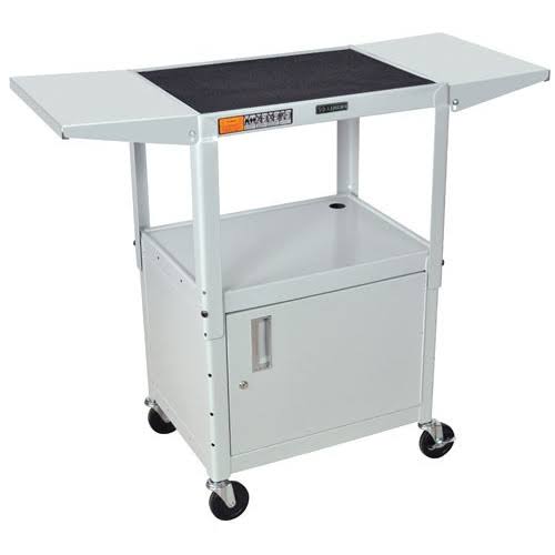 Luxor Adjustable Height Steel AV Cart - Cabinet, Drop Leaf (Black)
