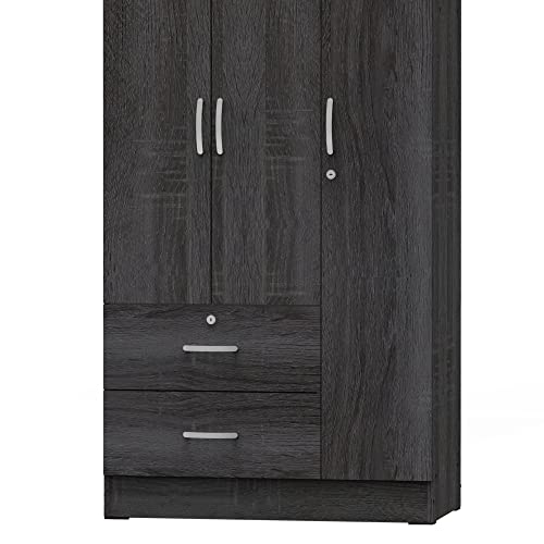 Better Home Products Symphony Wardrobe Armoire Closet with Two Drawers in Maple