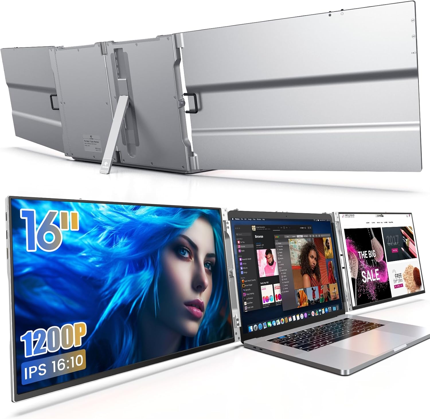 L LIMINK LK15 Portable Triple Monitor for 13-16" Laptop LK16 Portable Triple Monitor for 15-17.3 Inch Laptop