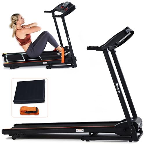 Ksports Treadmill Bundle | Electric Folding Incline Treadmill with Auto/Manual Incline, Sit Ups Rack/Strap & Ab Mat, Dumb Bells (only for AEP & LJJ models) | Running Machine with Bluetooth Smart APP