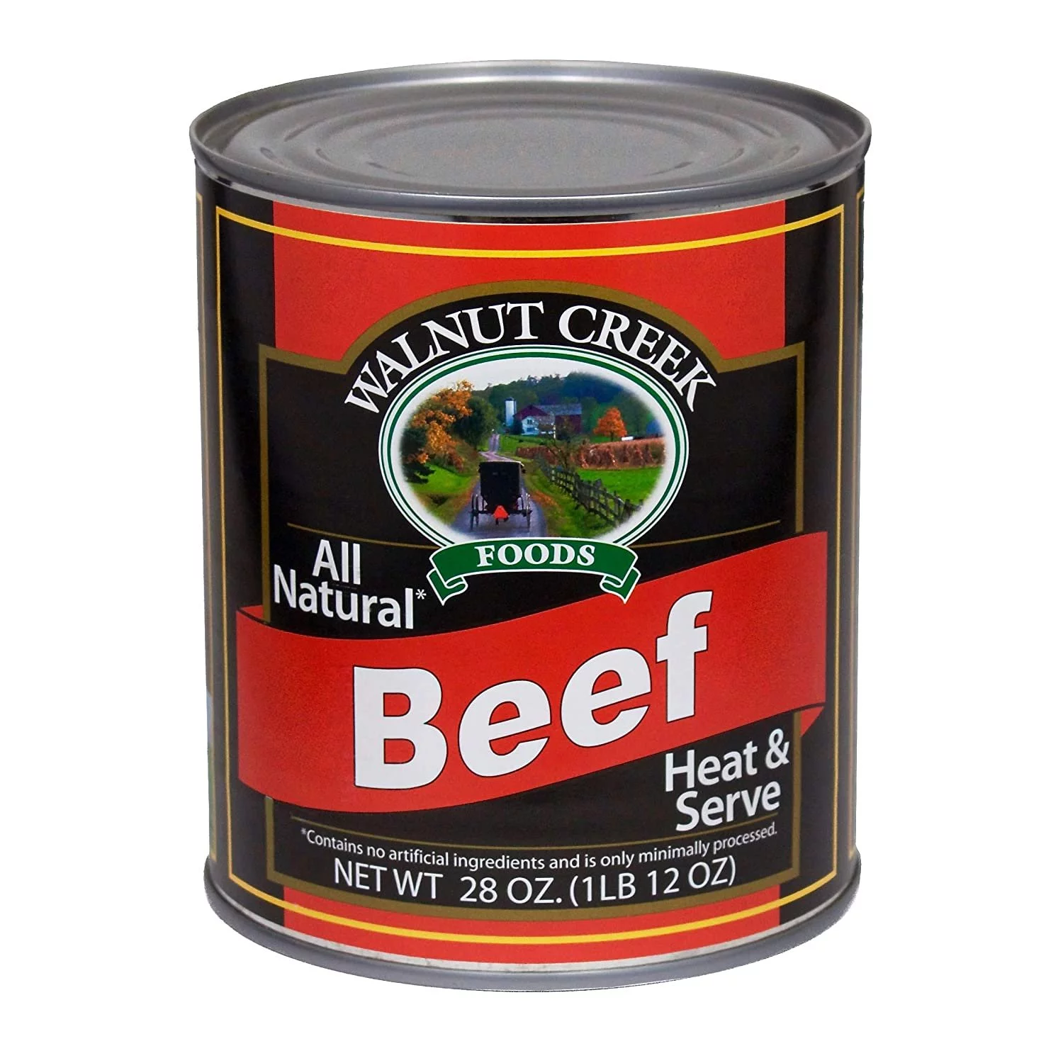AmishTastes Walnut Creek Canned Beef Chunks, Easy Heat & Serve, Long Term Storage, 28 Oz. Case of 12
