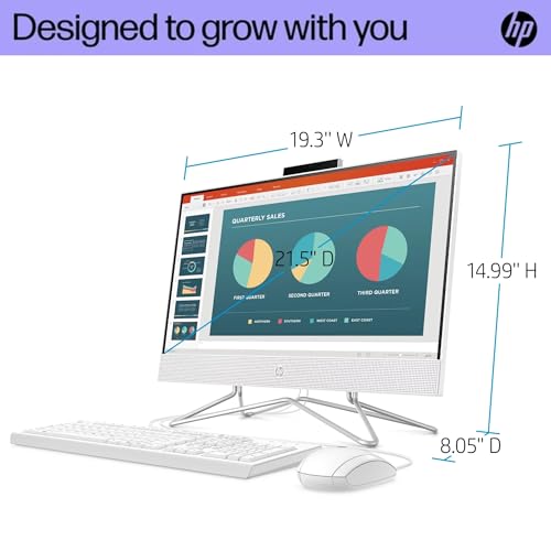 HP 21.5 inch Newest All-in-One Desktop PC, FHD Display, 32GB RAM, 1TB Storage (512GB SSD with 500GB External Hard Drive), Intel Dual-Core Processor, Webcam, Bluetooth, Mouse and Keyboard, Windows 11