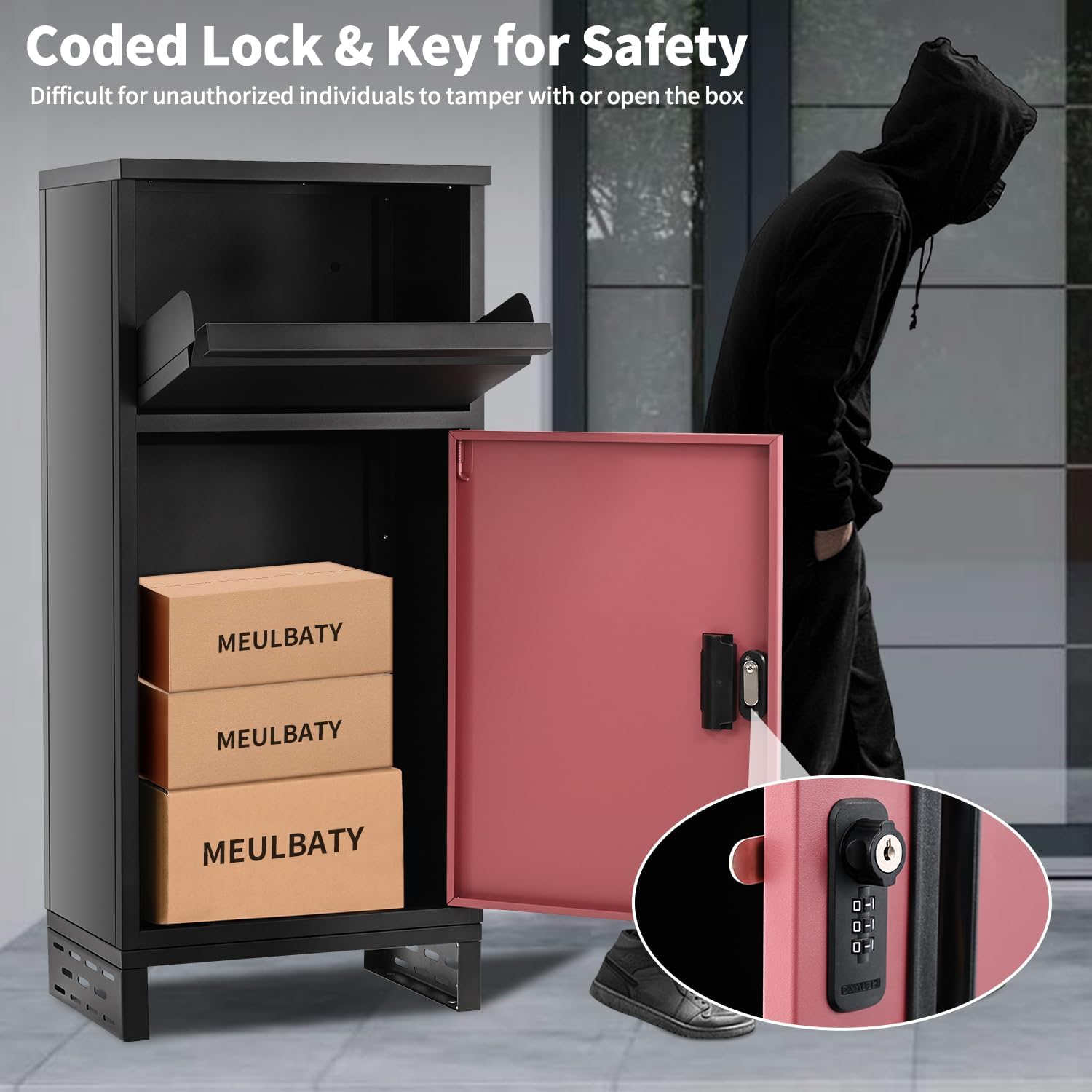 Package Delivery Boxes for Outside, Extra Large Lockable Parcel Drop Box for Outdoor, Waterproof Galvanized Alloy Parcel Mailbox, Secure Anti Theft Package Delivery Box for Porch Curbside