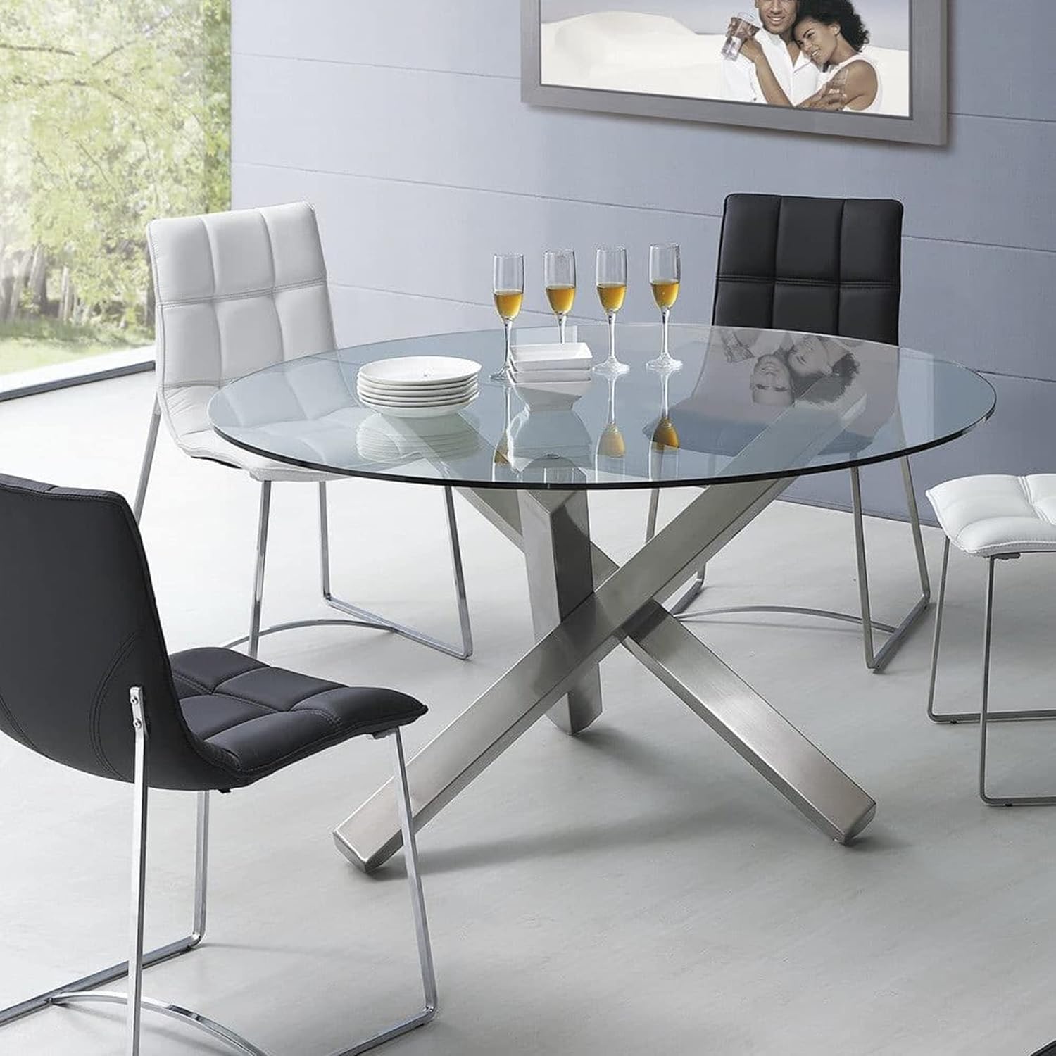 54 Inch Round Glass Table Top Thick Tempered Glass Round Table Top Glass Dining Table Replacement Glass Top for Table Patio Table Tops