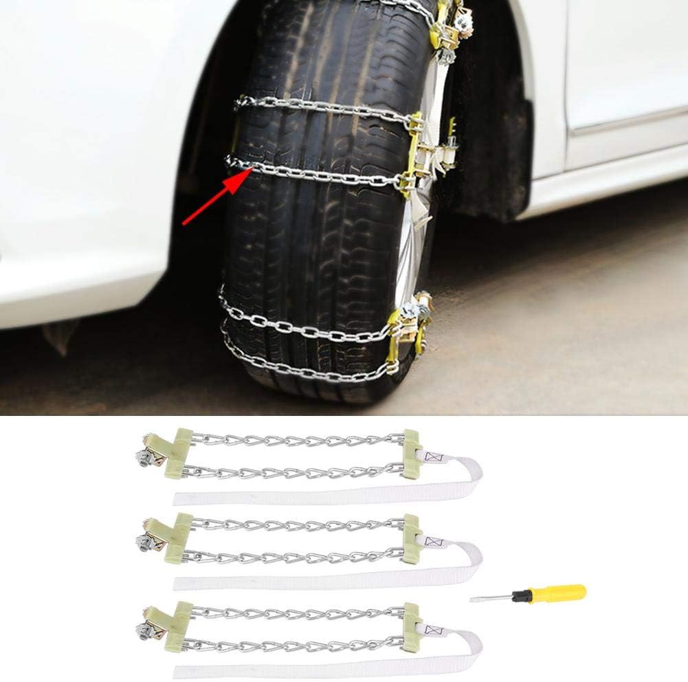 Tbest Tire Snow Chain,3pcs Tire Anti-skid Steel Chain Snow Mud Car Security Tyre Clip-on Chain for Car Car Truck S (Large) Pack of 2