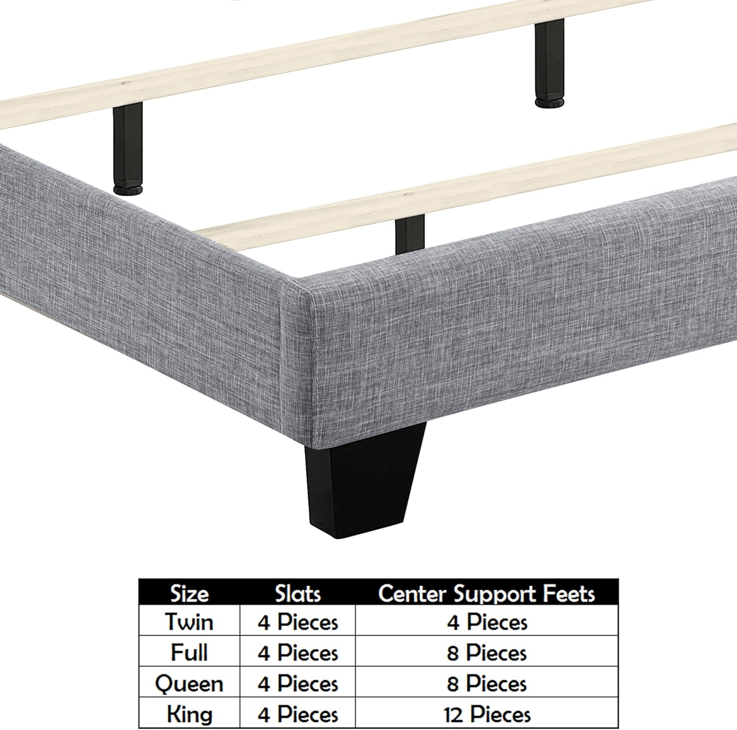 Rosevera Torrey Wingback Bed/Tufted Headboard Adjustable Height Bed Frame/Fabric Upholstered Bed Frame/Wood Slat Support/Easy Assembly,Queen,Linen Gray