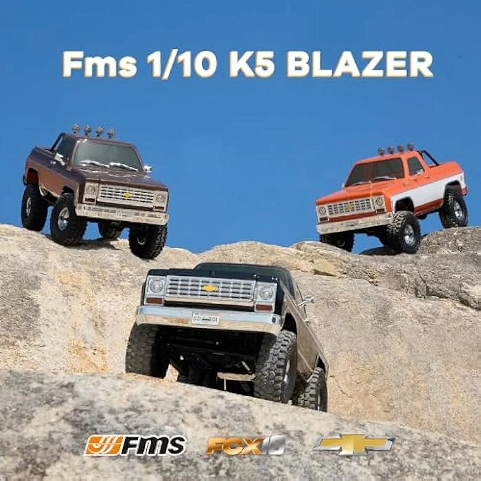 FMS 1/10 RC Crawler FCX10 Chevy K5 Blazer Officially Licensed, RC Pick Up Truck & SUV, 2.4GHZ 11CH Remote Control Car with Two-Speed Transmission, Front and Rear Differentials, Without Battery, Black