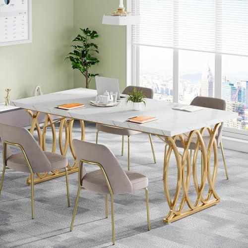 Tribesigns Executive Desk, 63" W Large Computer Desk, Modern Office Desk Conference Table Meeting Room Table, Business Furniture for Home Office, White