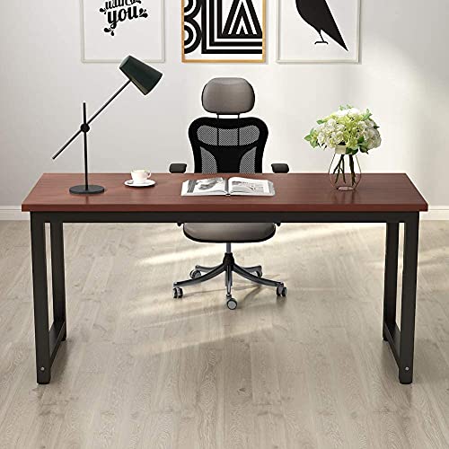 Tribesigns Modern Computer Desk, 63 x 31.5 inch Large Executive Office Desk Computer Table Study Writing Desk Workstation for Home Office, Spliced Desktop, White