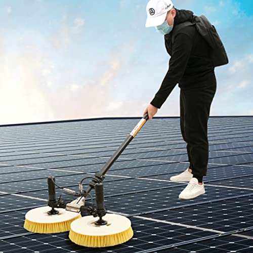 Cleaning Brush Solar Panel Cleaning Tool, Double Head Automatic Brush and Pole Kit for Electric Solar Panels, Window Cleaner Special Roof Water Brush for Cleaning