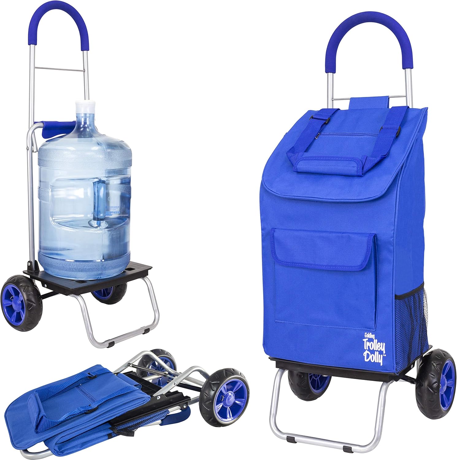 dbest products Trolley Dolly Purple Foldable Shopping cart for Groceries with Wheels and Removable Bag and Rolling Personal Handtruck Standard