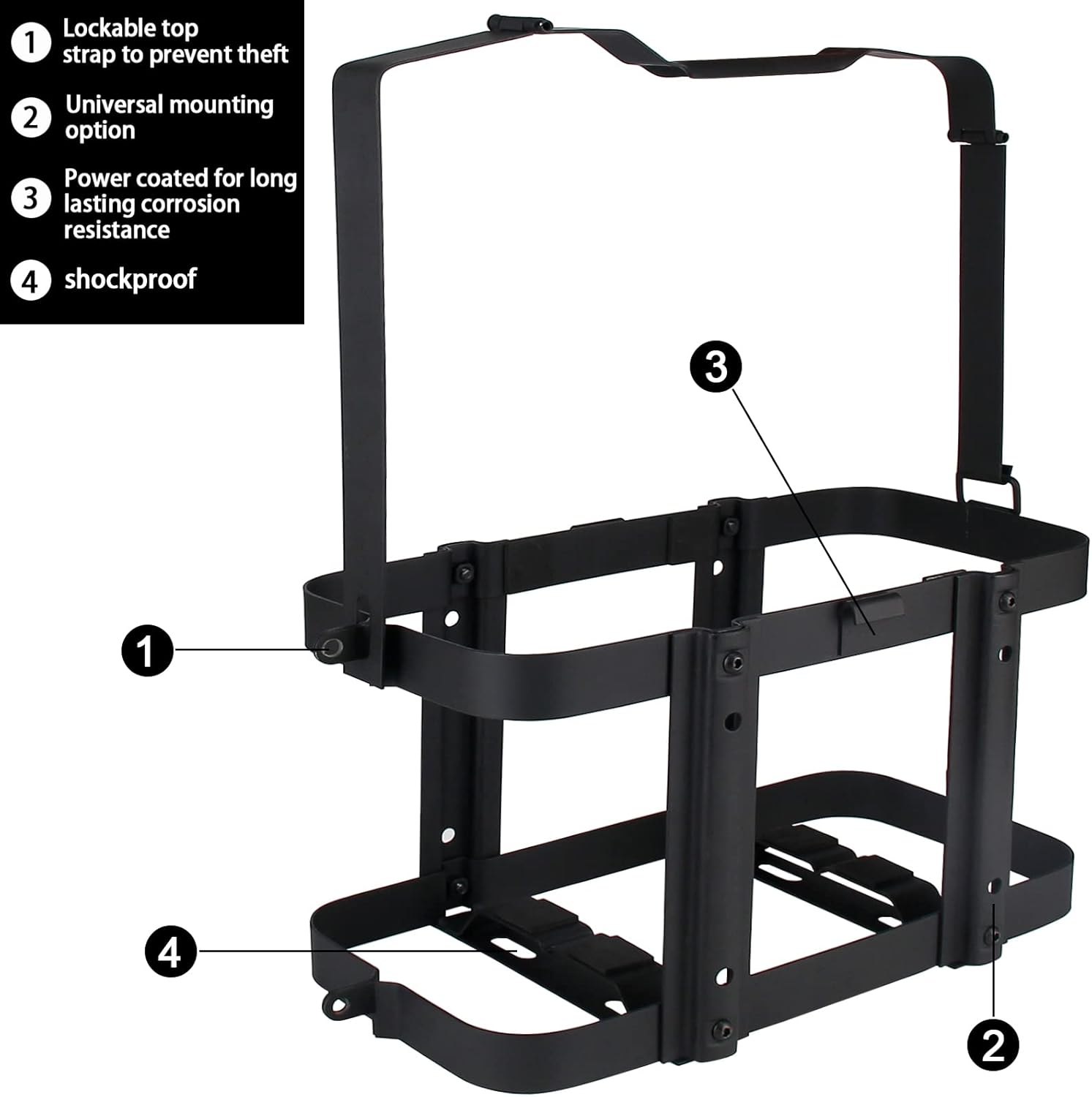 EONLION Gas Can Holder New upgrade For 20 Liter / 5 Gallon Jerry Can ,Gas Can Jerry Gas Container, Black Lockable (Off-Road Vehicle Equipment) Pack of 2